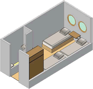 Теплоход "Санкт-Петербург". Трехместная одноярусная каюта